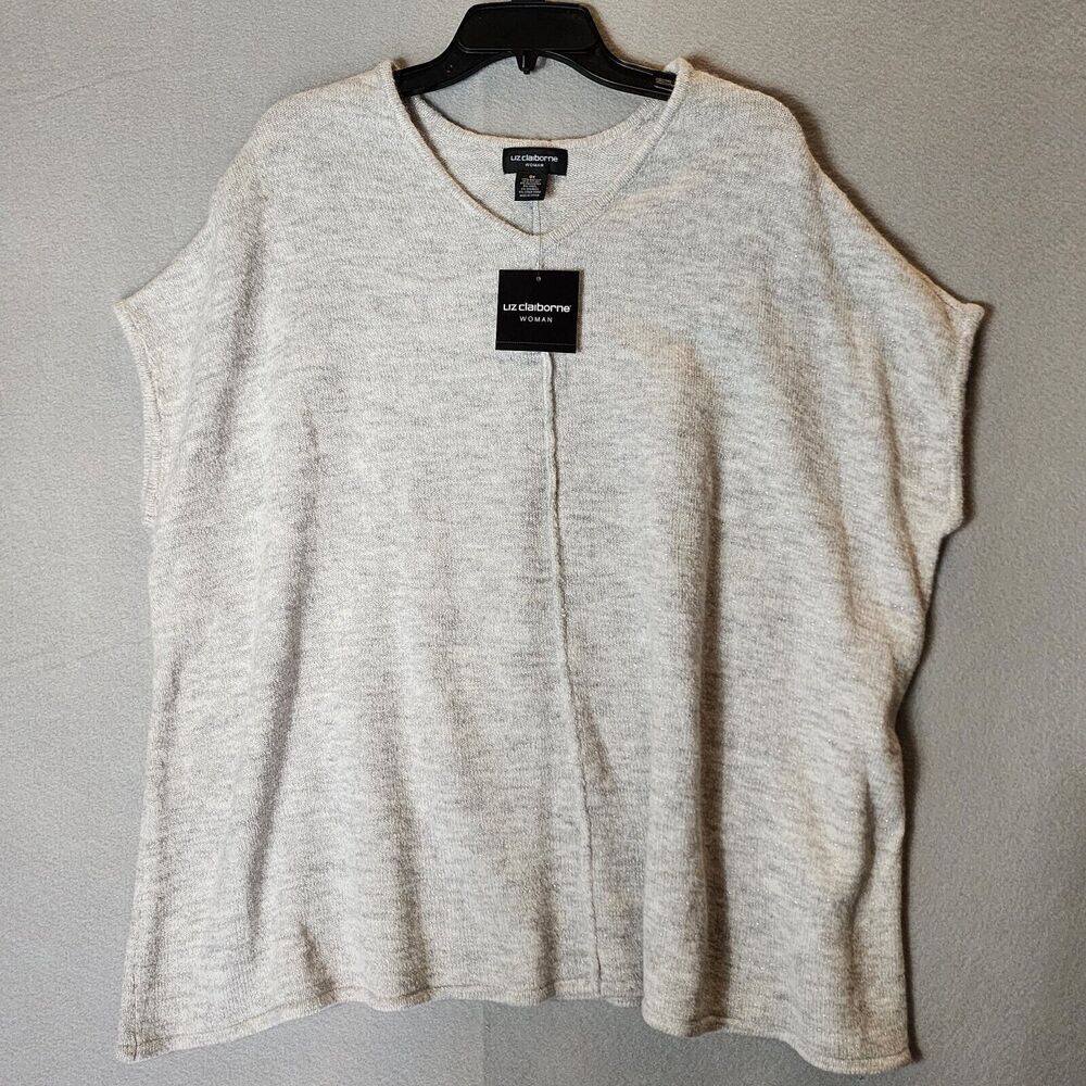 NEW Liz Claiborne Sweater Vest Wool Blend Gray Size 0X